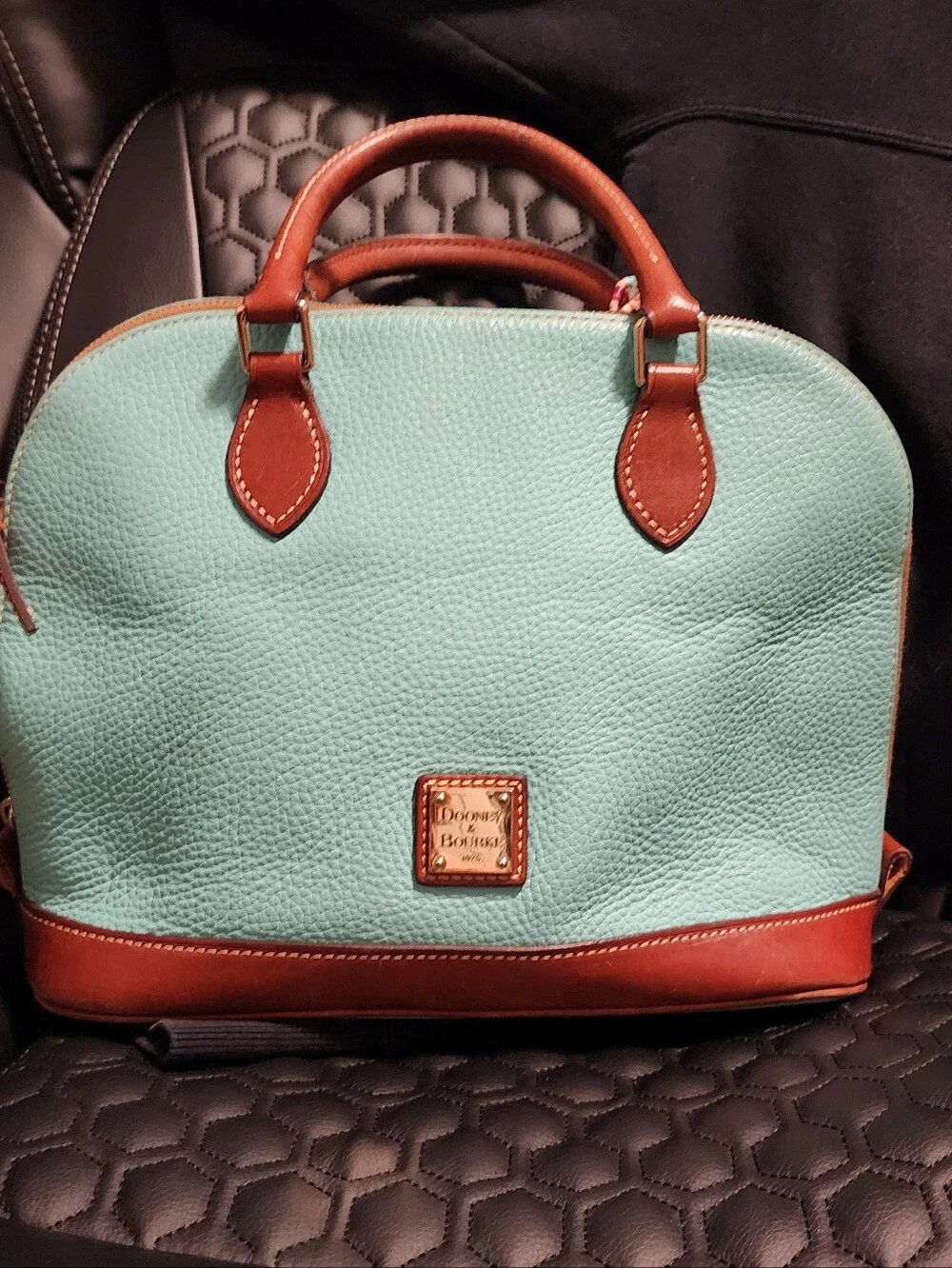 Dooney & Bourke Mint Dome Satchel with Brown Trim